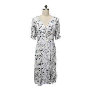 Abercrombie & Fitch‎ Floral Print V Neck Midi Dress Women XS Smocked Waist Boho